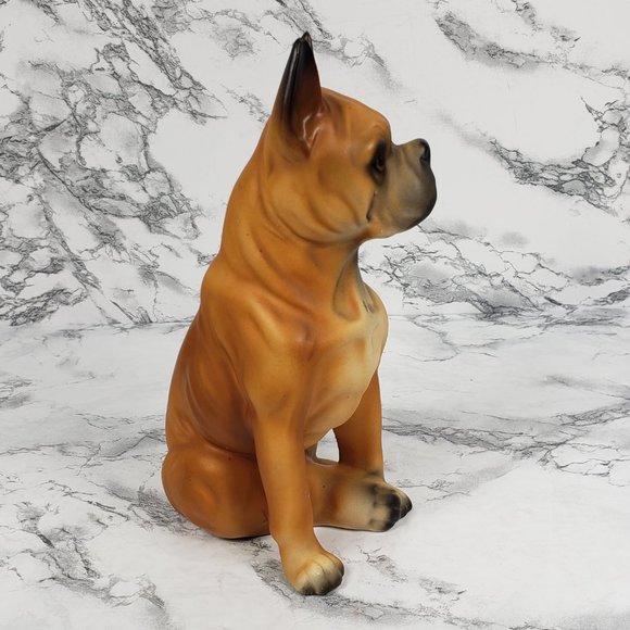 Boxer Dog Porcelain Hand Painted Figurine Mid Century - Picture 5 of 9